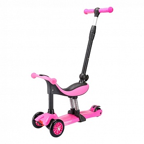 Самокат Genius Tech Team с сиденьем и толкателем, розовый (Tech Team, ТТ Genius)